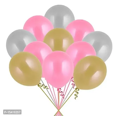 Party Midlinkerz 100Pcs Pink, Silver And Gold Metallic Balloons For Kids Girls Women Birthday,Baby Shower First,2nd Years Decorations Balloons Combo Kit Exclusive Decoration Set Packet