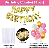 Happy Birthday Balloons Decoration Kit 34 Pcs With Net And Light-thumb1