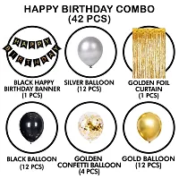 Happy Birthday Decoration Kit Combo 42Pcs Metallic Rubber Confetti With Birthday Bunting Golden Foil Curtain Happy Birthday Decorations Items Set-thumb1