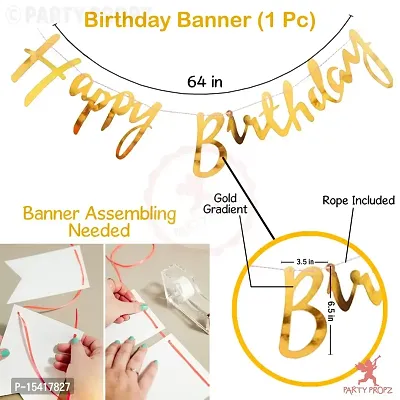 PARTY MIDLINKERZ Rubber Happy Birthday Banner With Golden Confetti Balloons For Decoration - 9 Items Combo Set For Husband Wife Birthday Decorations Items/Golden Balloons For Birthday Theme Parties-thumb3