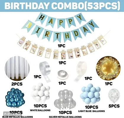 Blue Happy Birthday Decoration Kit Items Combo 54 Pcs For Birthday Combo Pack-thumb2