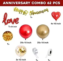 Red Anniversary Decoration Kit Combo - 63 Pcs For Anniversary Combo Pack-thumb1