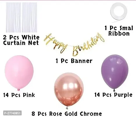 Girl Pastel Happy Birthday Balloons Decoration Kit 41 Pcs With Net Combo Pack-thumb2