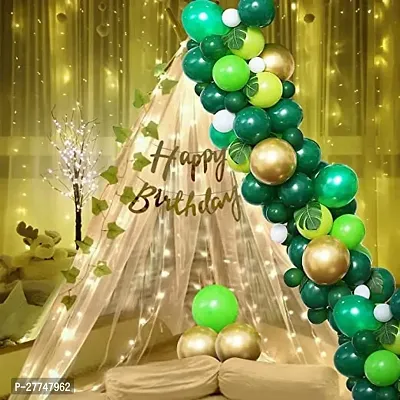 Green Happy Birthday Decoration Kit Combo - 26 Pcs For Birthday Decor-thumb0