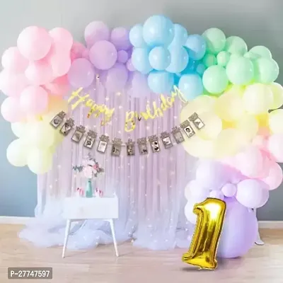 1St First Happy Birthday Decoration Kit Items 60 Pcs For Birthday Combo Pack-thumb0