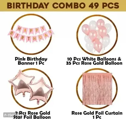 PARTY MIDLINKERZ Printed Happy Birthday Decoration kit Combo - 49 Pcs for Rosegold Decor (Set of 49)-thumb3