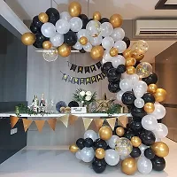 PARTY MIDLINKERZ Happy Birthday Balloon Banner,Valentines Day/Wedding Anniversary Party Decorations ( 37 Pcs Combo, 30 Golden, White, Black Balloon, 1 HBD, 1 Ribbon, 5 Confeeti )-thumb1