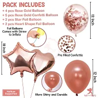 PARTY MIDLINKERZ 13Pcs Rose Gold Rubber Balloons, Star Balloons Combo For Birthday Decoration Items For Kids, Girls, Wife-thumb2