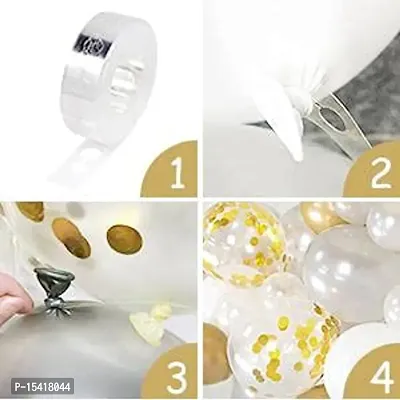 PARTY MIDLINKERZ 61Pcs White Golden Metallic Birthday balloons for Boys,Girls Decoration, Golden Foil Curtain with Balloon Pump, Glue Dot, Arc, Black Happy Birthday Banner-thumb5