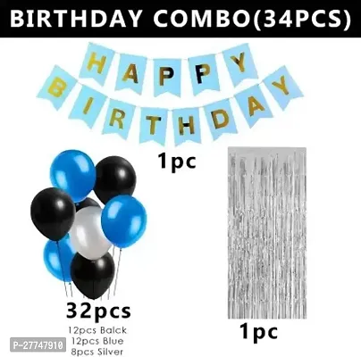 Printed Happy Birthday Decoration Kit Combo - 34 Pcs For Birthday Decor-thumb2