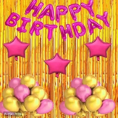 PARTY MIDLINKERZ Happy Birthday Balloon Banner,Valentines Day/Wedding Anniversary Party Decorations ( 37 Pcs Combo, 30 Golden, White, Black Balloon, 1 HBD, 1 Ribbon, 5 Confeeti )-thumb0