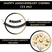 Party Midlinkerz Confetti Rubber Happy Anniversary Balloon, Golden Confetti  Banner, Black Decoration Kit, Combo (Pack of 2)-thumb1