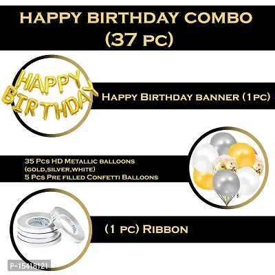 Party Midlinkerz Confetti Rubber Happy Birthday Balloons Decoration Kit, Combo (Pack of 37)-thumb2