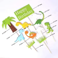 PARTY MIDLINKERZ Dinosaur Theme Happy Birthday Cake Toppers Set 11Pcs for Boys,Kids Parties/1st, First Bday Decorations/Girls, Toddlers, Babies Birth Day Cake Decor Items-thumb1