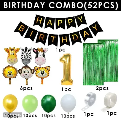 Animal Happy Birthday Decoration Kit Items Combo 52 Pcs For Birthday Combo Pack-thumb2