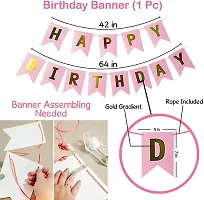 PARTY MIDLINKERZ 33Pcs PinkGolden and White Birthday Balloons Combo for Kids Or Birthday Decoration Items for Girlswith Pink banner 30 metallic balloons and Gold curtains (Set of 33). material Paper-thumb2