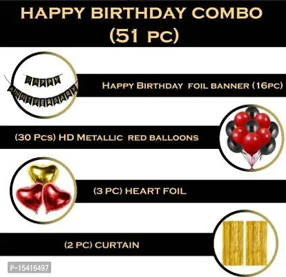 PARTY MIDLINKERZ Solid Happy Anniversary Balloons Decoration Kit 51 Pcs, 1 set of Black 16Pcs Happy Anniversary (Set of 51)-thumb2