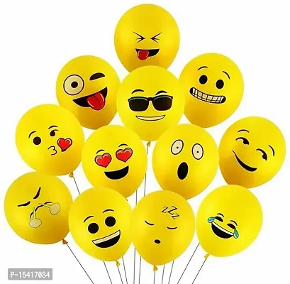Party Midlinkerz Printed Emoji Face Expressions Latex Balloons For Baby Shower/Birthday/Anniversary/Smiley Balloon Printed Face/Theme Party Balloons/Emoji Balloon/Smiley/Birthday Balloon-Pack of 50