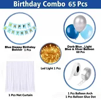 Net Happy Birthday Decoration Kit Combo - 65 Pcs With Led Light And Net Curtain-thumb1