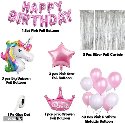 Unicorn Happy Birthday Decoration Kit Items 73 Pcs For 1St Birthday Combo Pack-thumb2