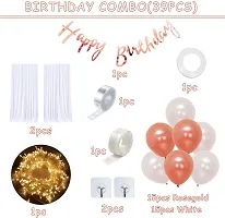 Rosegold Happy Birthday Decoration Item Kit Combo With Led Light  White Curtain-thumb1