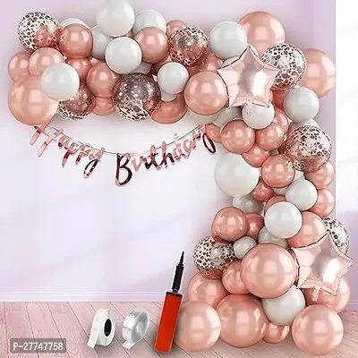 Rosegold Birthday Decoration Item Kit Combo 60 Pcs With Pump