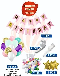 Unicorn Happy Birthday Decoration Kit Combo - 68 Pcs For Birthday Decor-thumb1