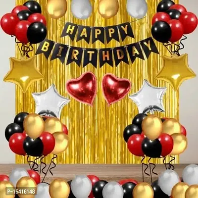 PARTY MIDLINKERZ Solid Happy Birthday Balloons Decoration Kit 70 Pcs, 1 set of Black Happy Birthday 13pc (Multicolor, Pack of 70)