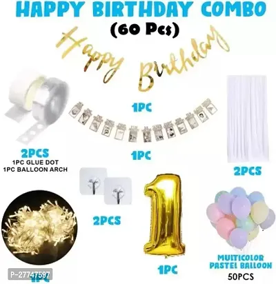 1St First Happy Birthday Decoration Kit Items 60 Pcs For Birthday Combo Pack-thumb2