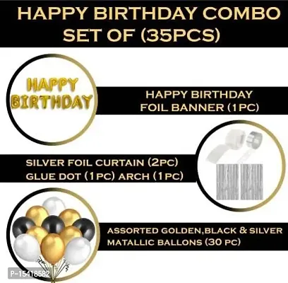 PARTY MIDLINKERZ Solid Happy Birthday Balloons Decoration Kit 35 Pcs, 1 set of Golden 13Pcs Happy Birthday (Set of 35)-thumb2