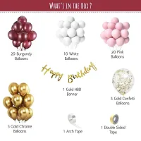 PARTY MIDLINKERZ 63 Pcs Burgundy Pink Balloons birthday decoration kit, Light Pink Gold White Balloons Confetti Latex Metallic birthday balloons for decoration-thumb1