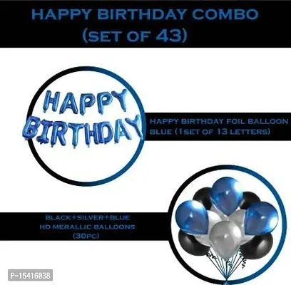 PARTY MIDLINKERZ Happy Birthday Balloons Decoration Kit 43 Pcs, 1 set of Blue 13Pcs Happy Birthday (Set of 43)-thumb2
