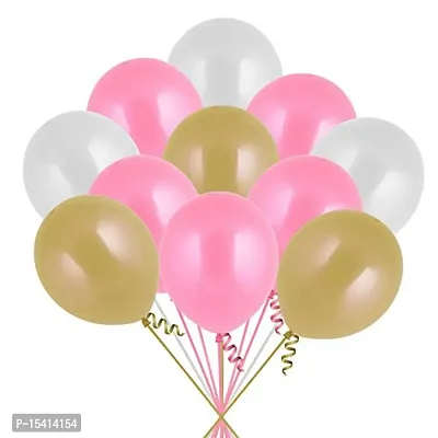 Party Midlinkerz 51Pcs Pink, White And Gold Metallic Balloons For Kids Girls Women Birthday,Baby Shower First,2nd Years Decorations Balloons Combo Kit Exclusive Decoration Set Packet-thumb0