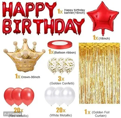 Red Happy Birthday Decoration Kit Combo - 49Pcs For Birthday Decor-thumb2