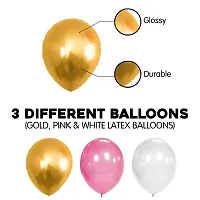 PARTY MIDLINKERZ Pink, Golden White Metallic Latex Rubber Balloons Pack-51Pcs for Kids Women Birthday, Unicorn, Princess, First,2nd Years Decorations Balloons Supplies Combo Kit-thumb2