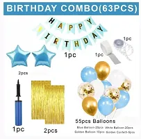 Blue Happy Birthday Decoration Kit Combo - 64 Pcs For Birthday Decor-thumb1