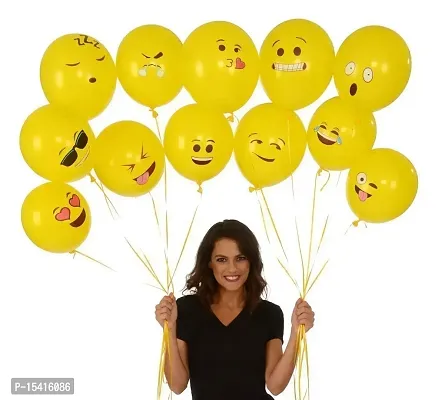 Party Midlinkerz Printed Emoji Face Expressions Latex Balloons For Baby Shower/Birthday/Anniversary/Smiley Balloon Printed Face/Theme Party Balloons/Emoji Balloon/Smiley/Birthday Balloon-Pack of 30-thumb4