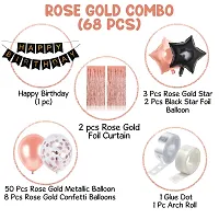 PARTY MIDLINKERZ Rubber Rose Gold Birthday Decorations Combo Black Banner With Confetti Balloons, Star Foil Balloons, Foil Curtain for 1st 18th 21st 25th 50th 60th 30th Decorations - Set of 68-thumb1