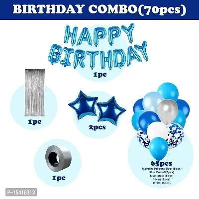 PARTY MIDLINKERZ Blue theme birthday decoration Kit Combo 70Pcs Happy Birthday Banner Foil Metallic Balloon With Foil curtain For Boys, Husband, Kids, Adult, 21st, 25th, 30th, 40th, 50th-thumb2