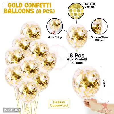 PARTY MIDLINKERZ Rubber Happy Birthday Banner With Golden Confetti Balloons For Decoration - 9 Items Combo Set For Husband Wife Birthday Decorations Items/Golden Balloons For Birthday Theme Parties-thumb4