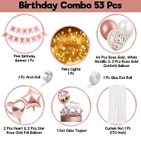 PARTY MIDLINKERZ 53Pcs Rose Gold Happy Birthday Decoration Items Kit- Curtain Net, Light, Cake Topper, Balloons, Banner,Glue Dot, Arch/Birthday Decoration Kit Items-thumb1