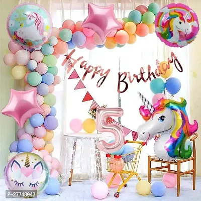 Unicorn Happy Birthday Decoration Kit Items 51 Pcs For Girls Birthday Combo Pack