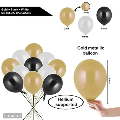 Party Midlinkerz 100Pcs Black, Golden and White Metallic Balloons For Kids Girls Women Birthday,Baby Shower First,2nd Years Decorations Balloons Combo Kit Exclusive Decoration Set Packet-thumb2