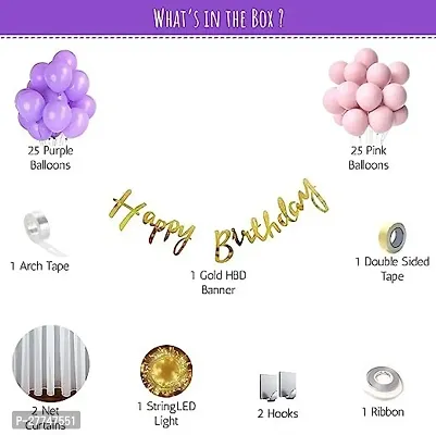 Net Happy Birthday Decoration Kit Combo - 59 Pcs For Birthday Decor-thumb2