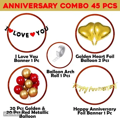 I Love You Anniversary Decoration Kit Items Combo 45 Pcs Anniversary Combo Pack-thumb2