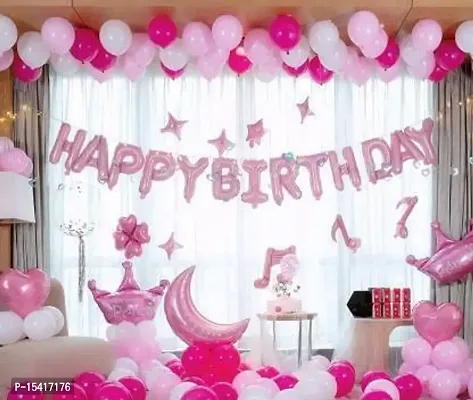 PARTY MIDLINKERZ Solid Happy Birthday Balloons Decoration Kit 59 Pcs, 1 set of Pink 13Pcs (Set of 59)