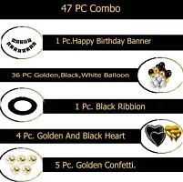 PARTY MIDLINKERZ Happy Birthday Silver, Golden and Black Metallic Balloons Party Decoration Kit items 47Pcs combo set decor for HBD (Set of 47)-thumb1