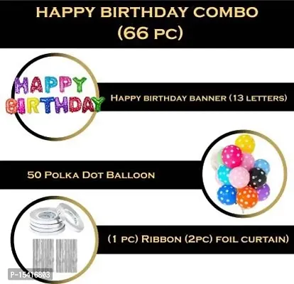 PARTY MIDLINKERZ Solid Happy Birthday Balloons Decoration Kit 66 Pcs, 1 set of Multicolor 13Pcs Happy Birthday alphabet foil balloons and 50Pcs-thumb2