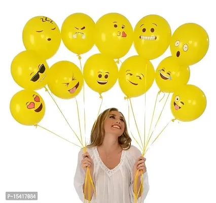 Party Midlinkerz Printed Emoji Face Expressions Latex Balloons For Baby Shower/Birthday/Anniversary/Smiley Balloon Printed Face/Theme Party Balloons/Emoji Balloon/Smiley/Birthday Balloon-Pack of 50-thumb3