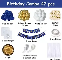 Net Happy Birthday Decoration Kit Combo - 47 Pcs With Led Light And Net Curtain-thumb1